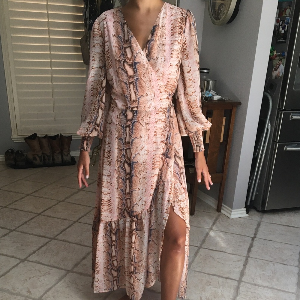 Snake print midi dress